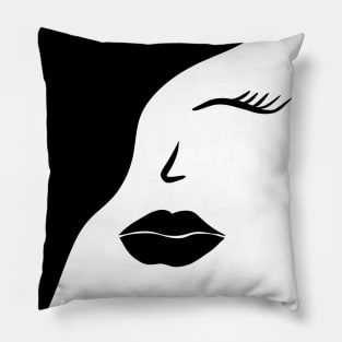 black and white half beauty face Pillow