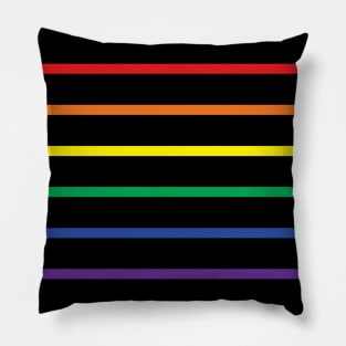 Gay Pride Flag Rainbow Stripes Black Background Pillow