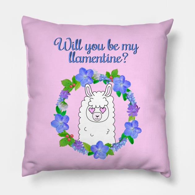 Will you be my llamentine? Pillow by Purrfect