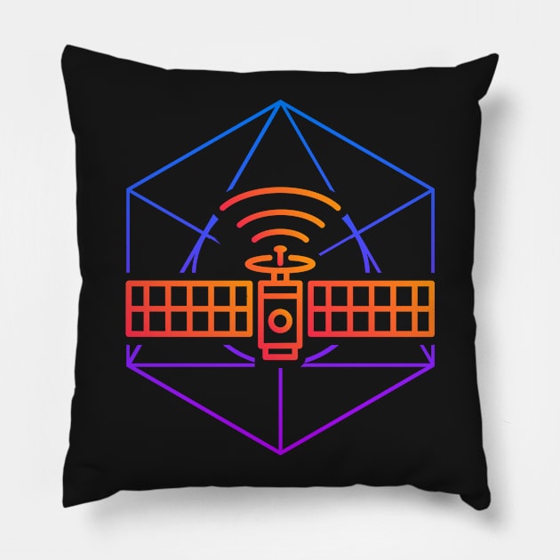 Retro 80s Space Satellite Icon Pillow by MeatMan