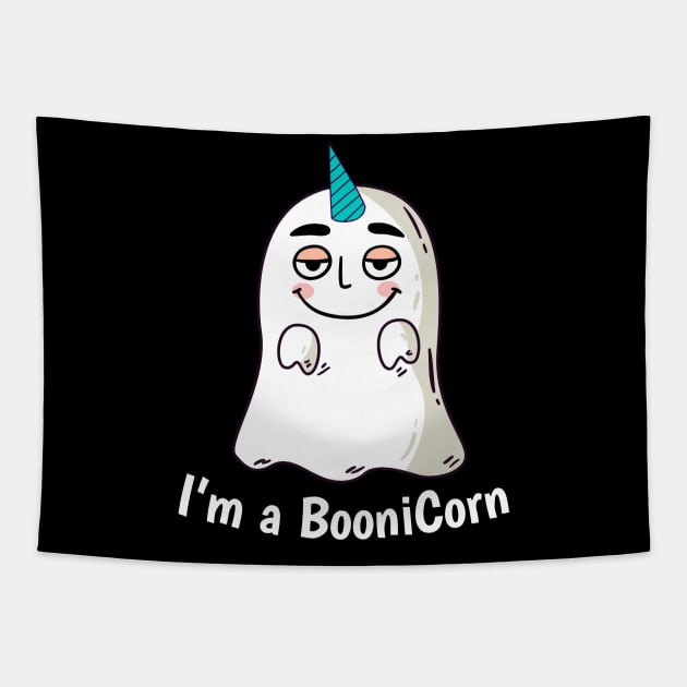 Funny Halloween: Relaxed Boonicorn Unicorn Ghost Tapestry by heidiki.png