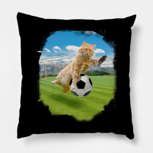 Maine Coon Cat Playing Soccer Football Pillow