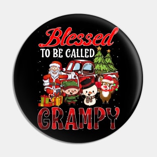 Blessed To Be Called Grampy Christmas Buffalo Plaid Truck Pin