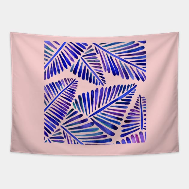 Indigo Banana Leaves Tapestry by CatCoq