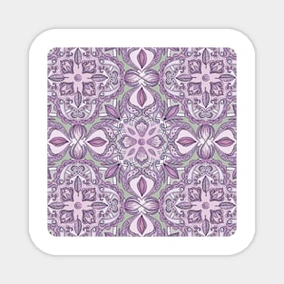 Lavender & Grey - Colored Crayon Floral Pattern Magnet