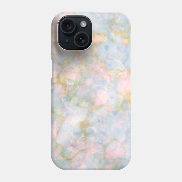 Pink Blue And Gold Iridescent Look Marble Phone Case by Printable Pretty