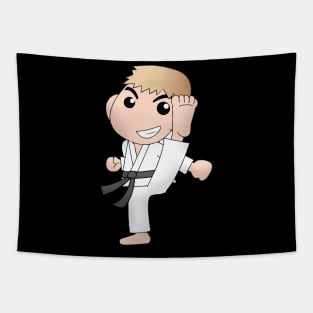 Karate Boy Kick Kawaii Male Anime Cartoon Character Tapestry