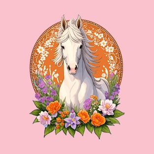 Horse With Flowers When Grace Meets Blooms T-Shirt