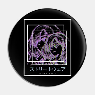 Waifu Anime Japanese Girl Manga Vaporwave Glitch Gift Pin