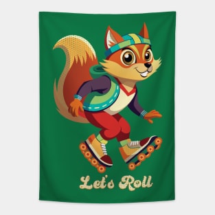 Retro Squirrel Skate Tapestry