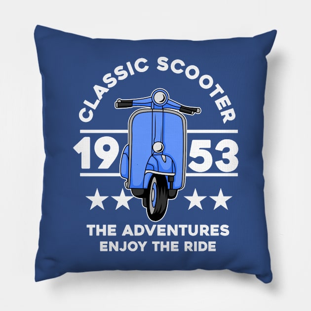 CLASSIC SCOOTER ADVENTURES Pillow by beanbeardy