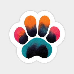 Colourful Paw Print Pet Pattern on yellow Magnet