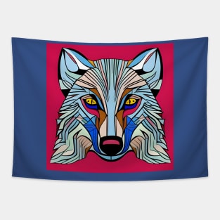 Comic Book Art Wolf Face Tapestry