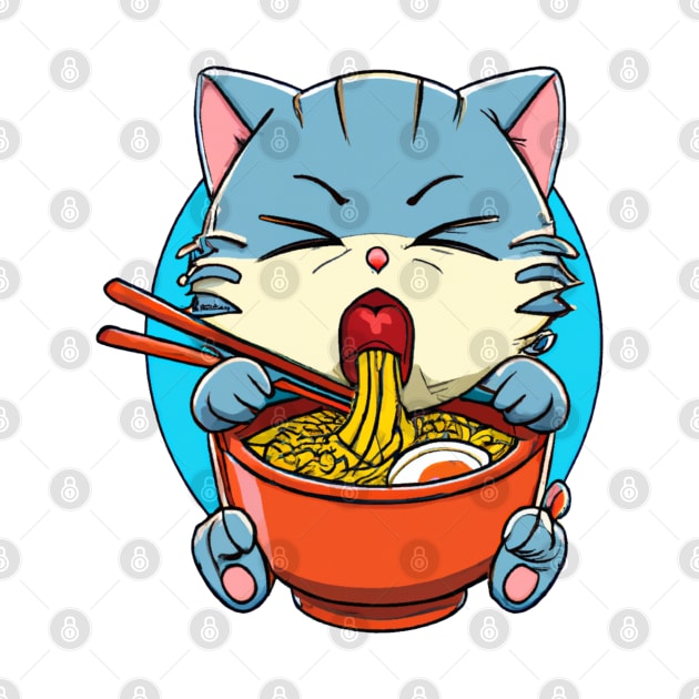 Cute cat eating ramen by 365inspiracji