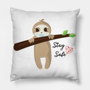 Baby Sloth With Face Mask, Stay Safe Pillow