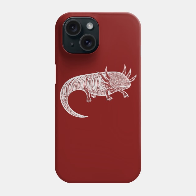 Axolotl - hand drawn animal ink art design Phone Case by Green Paladin