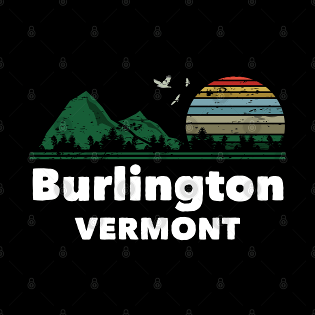 Mountain Sunset Flying Birds Outdoor Burlington Vermont by greenrepublicmerch