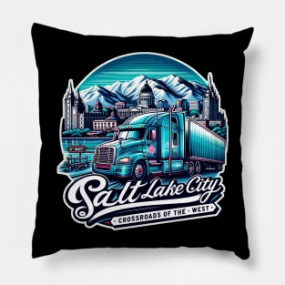 Salt Lake City Crossroads Trucking Artwork Pillow