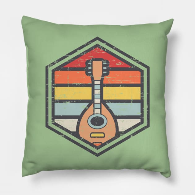 Retro Badge Mandolin Light Pillow by rojakdesigns