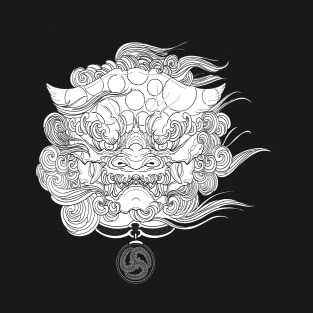 Karajishi, Japanese Design komainu, Foo dog, horimono - white T-Shirt