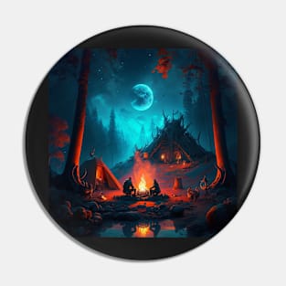 Valheim Vikings Full Moon Fire Pin