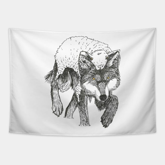 Wolf in Sheep Clothing Tapestry by Créa'RiBo