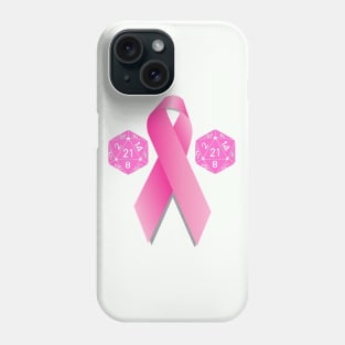 Pink D21 Dice And Pink Cancer Ribbon Phone Case