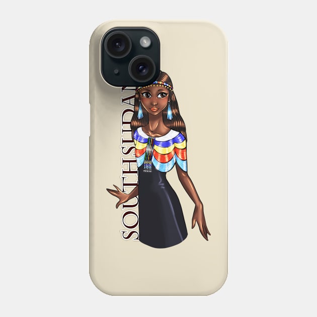 Black is Beautiful - South Sudan pride African Heritage Melanin Girl in traditional outfit Phone Case by Ebony Rose 