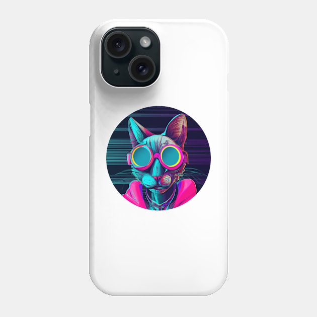 Cyberpunk cat Phone Case by Perryfranken