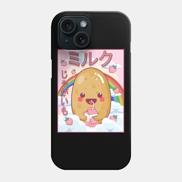 Kawaii Potato Strawberry Milk Japanese Aesthetic Gift Phone Case by Alex21