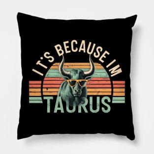 Taurus Zodiac Bliss: Retro Sunset Serenity Pillow