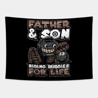 Cool Father And Son Monster Truck Riding Buddies For Life Tapestry