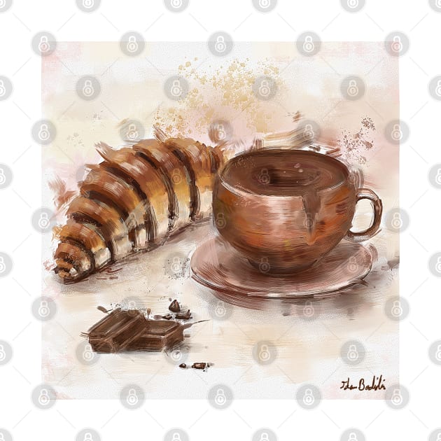 Painting of Chocolate Delights, Pastry and Hot Cocoa by ibadishi