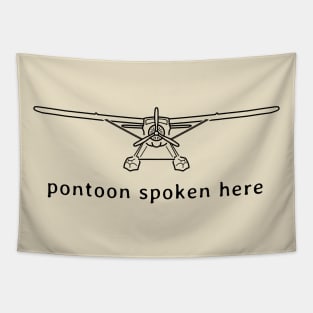 Floatplane line drawing "pontoon spoken here" black Tapestry