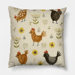 Chicken Floral Pillow