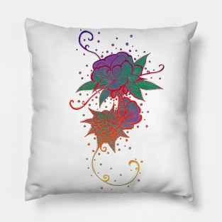 Abstract Rainbow Rose Tattoo Pillow