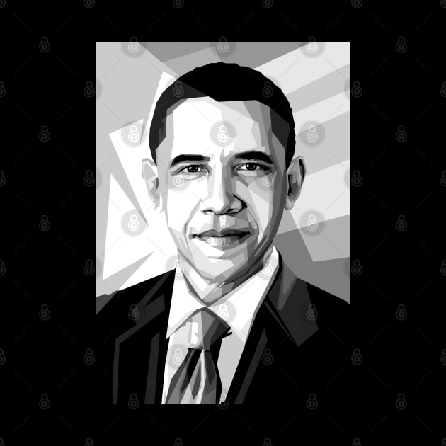Obama Black and White Painting by Madiaz