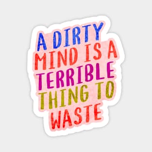 A DIRTY MIND IS A TERRIBLE THING TO WASTE. Magnet