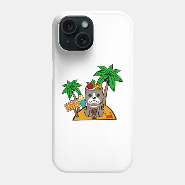 Cute Grey Dog on a tropical island Phone Case by Pet Station