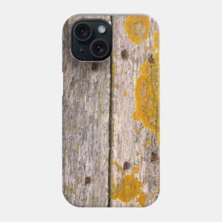Golden Lichen on weathered wood Phone Case