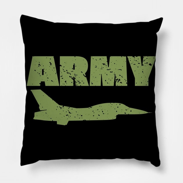 Vintage Army Military Aircraft Illustration Birthday Gift Pillow by GBDesigner