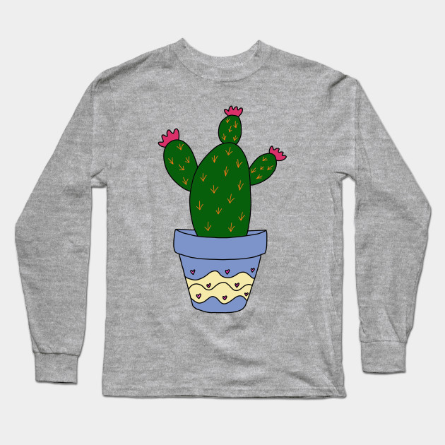 Cute Cactus Design 185 Cactus With Blooms In Painted Pot