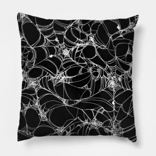 Black and White Spiderwebs Pattern Pillow