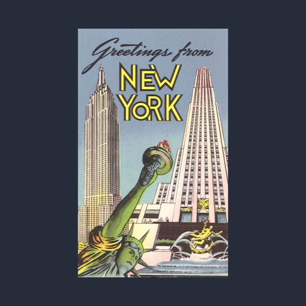 Greetings From New York Travel Poster Landmarks by MasterpieceCafe