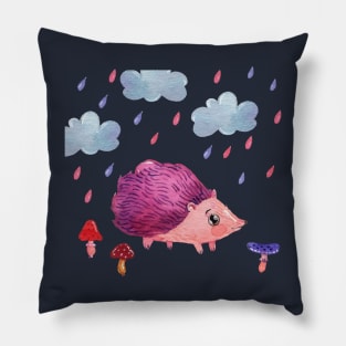 Cute Hedgohg Painting Hand Drawn Pillow