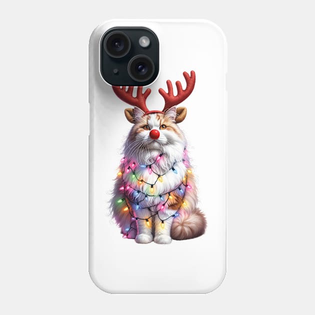 Christmas Red Nose Turkish Van Cat Phone Case by Chromatic Fusion Studio