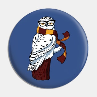 Hipster Snowy Owl Pin