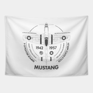 Vintage P51 Mustang USAAF WW2 Fighter Plane Tapestry