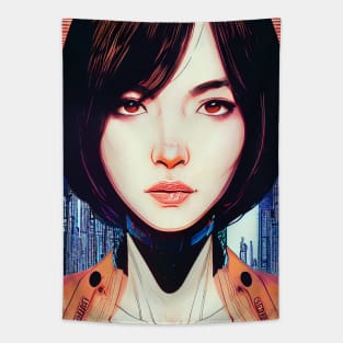 Cyberpunk Woman in a City Tapestry