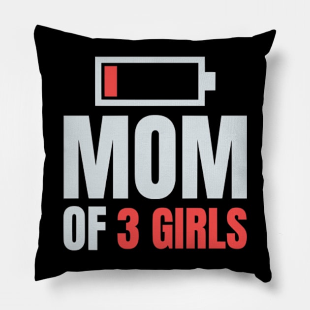 Mom of 3 Girls Shirt Gift from Son Mothers Day Birthday Women Pillow by Shopinno Shirts